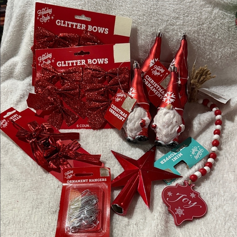 Festive Red and White Holiday Decoration Set